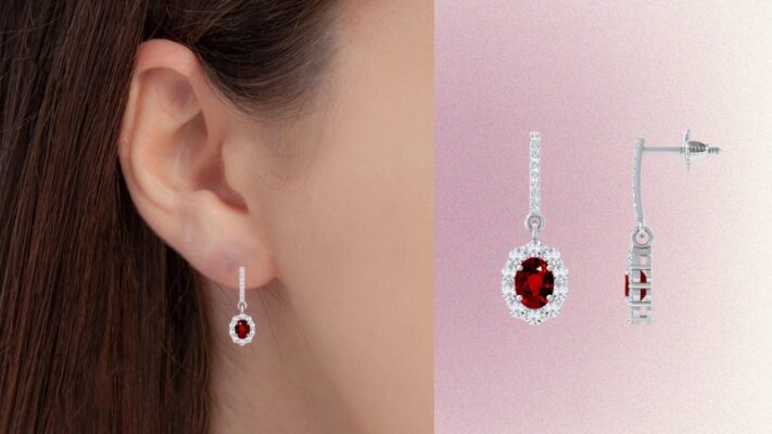 ruby dangle earrings