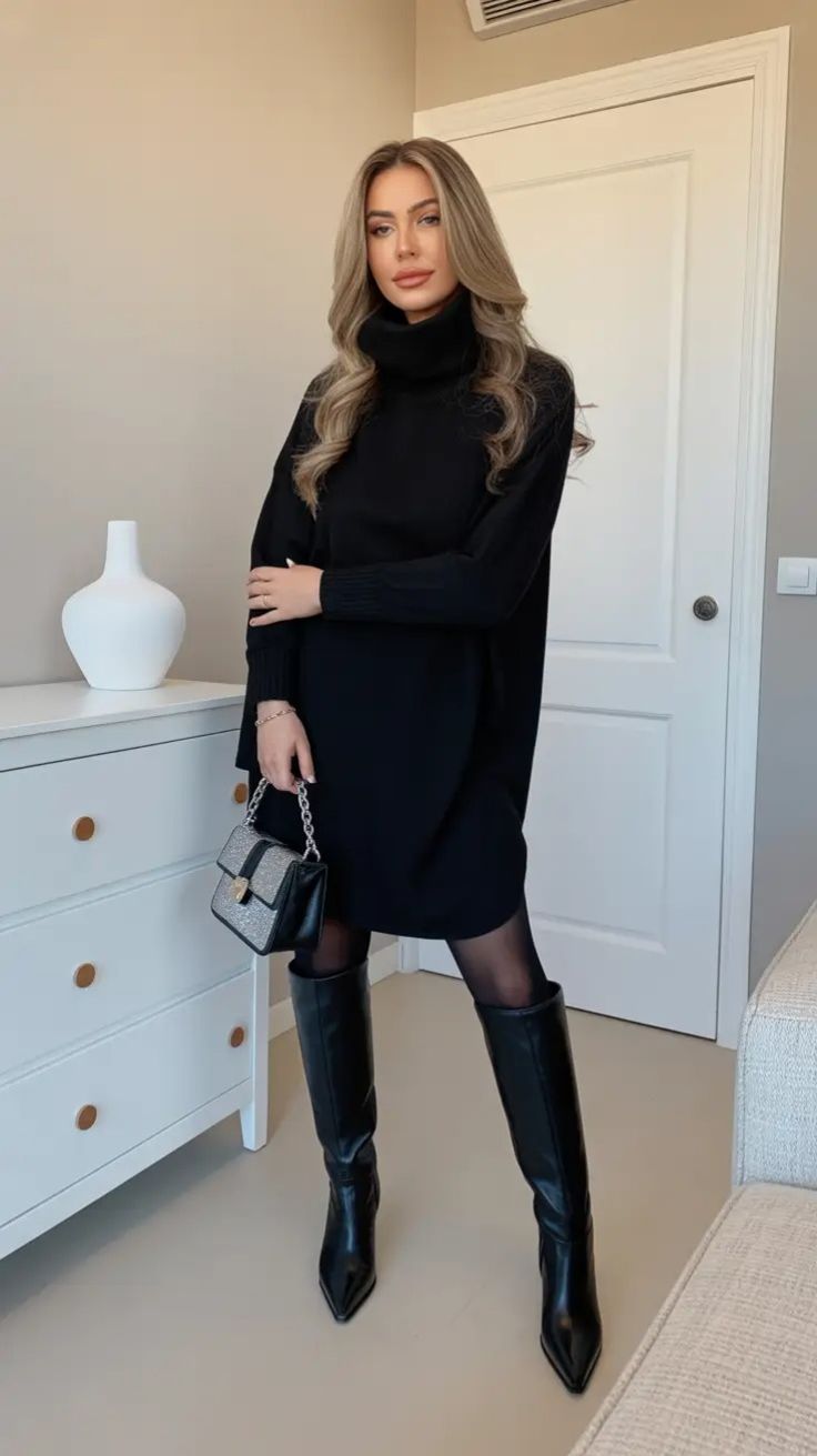 Sweater Dress + Knee-High boots