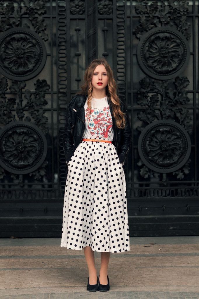 Polka dots and floral print outfit 2