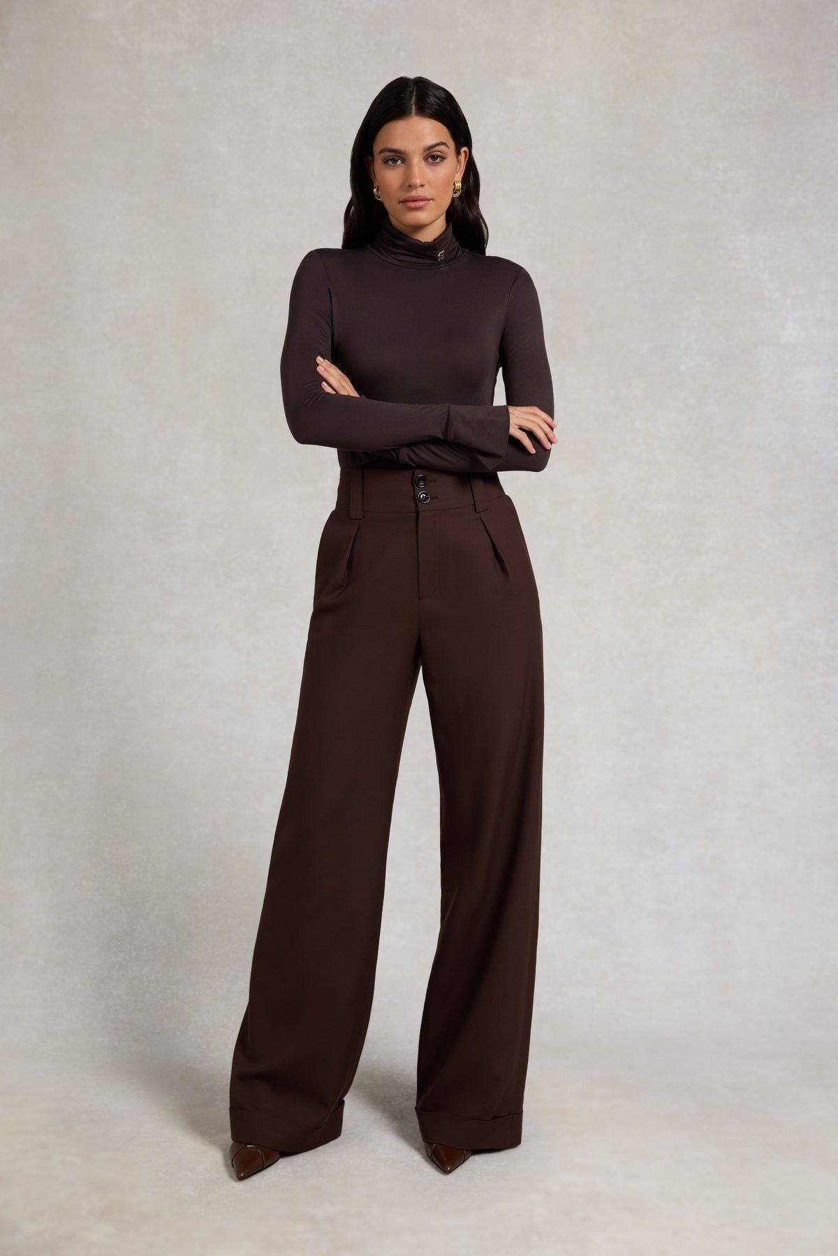 Wide Fitted Leg Trousers Street Style
