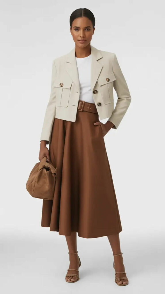 Cropped jacket + midi skirt