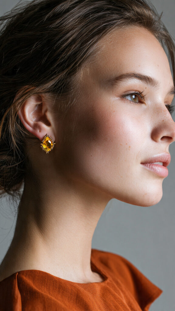 Model wearing Citrine earrings