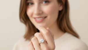 Model wearing a diamond ring
