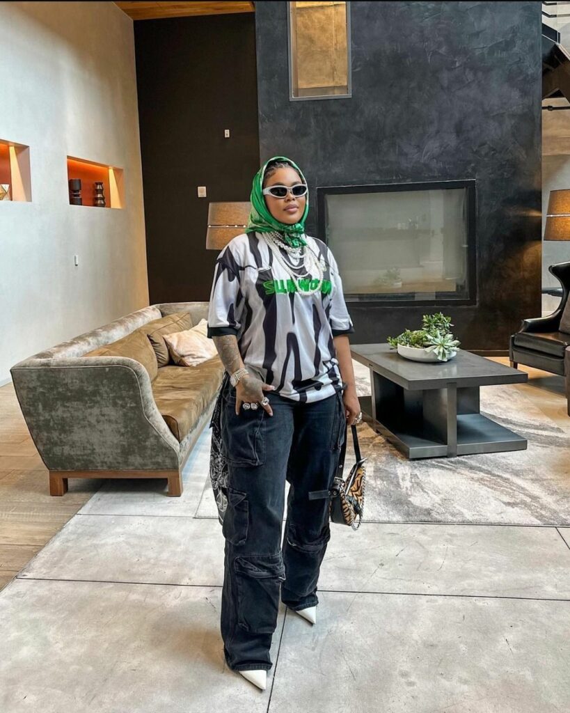 Model in green bandana