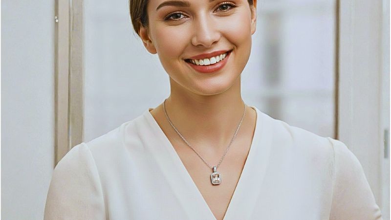 model wearing necklace