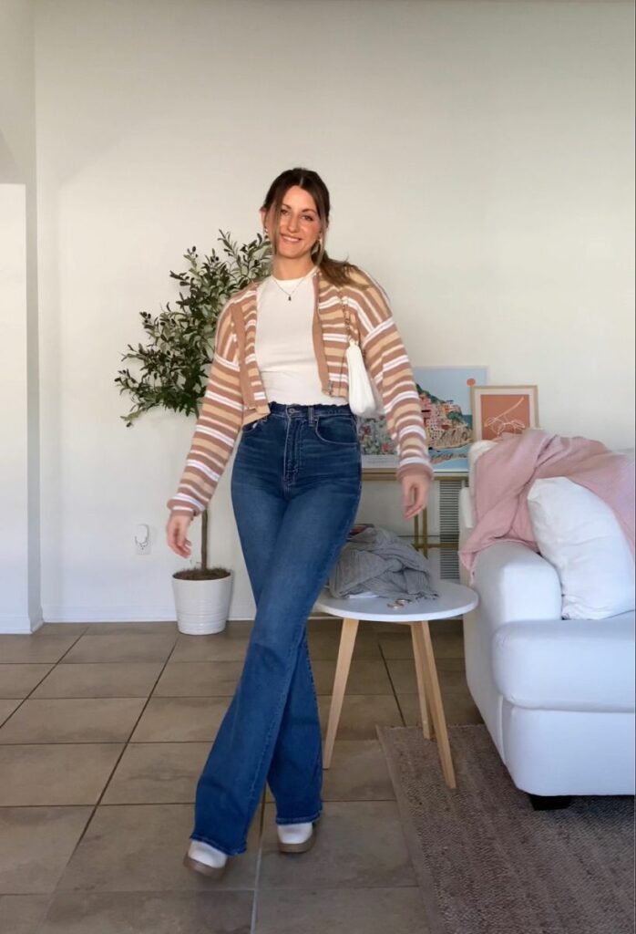 Fitted Knit Tops + Flared Jeans 2