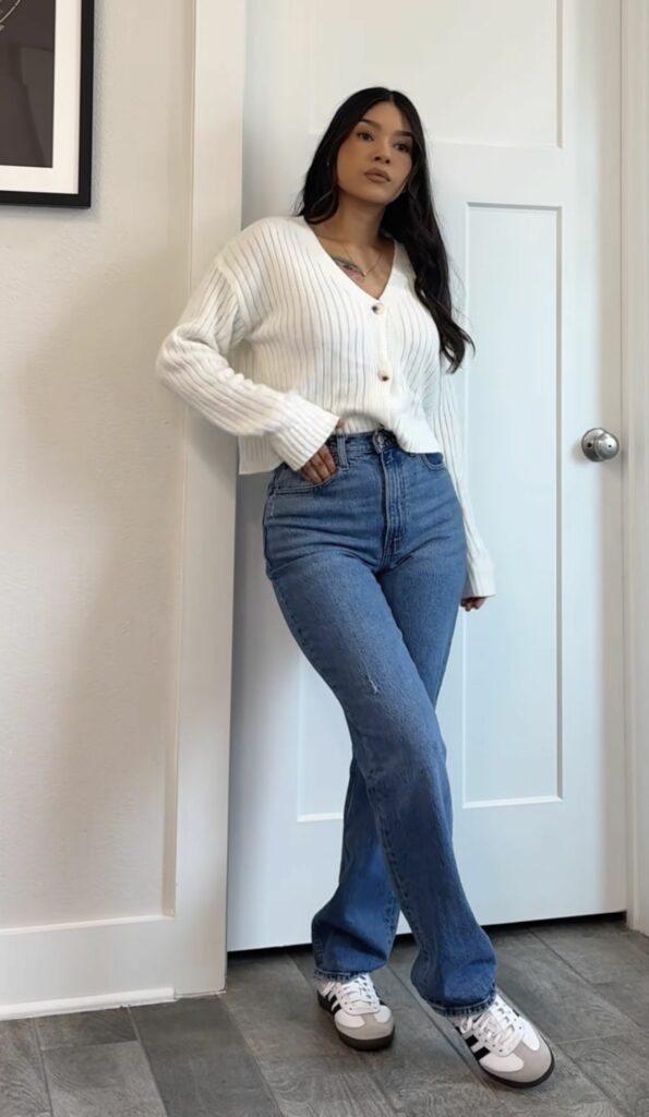 Fitted Knit Tops + Flared Jeans