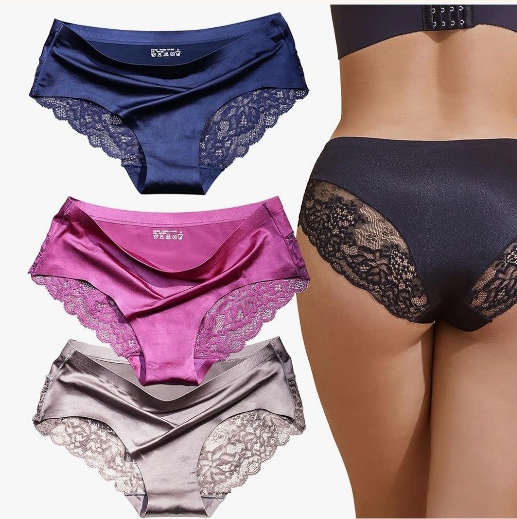 High waisted satin with lace panties for pear-shaped body