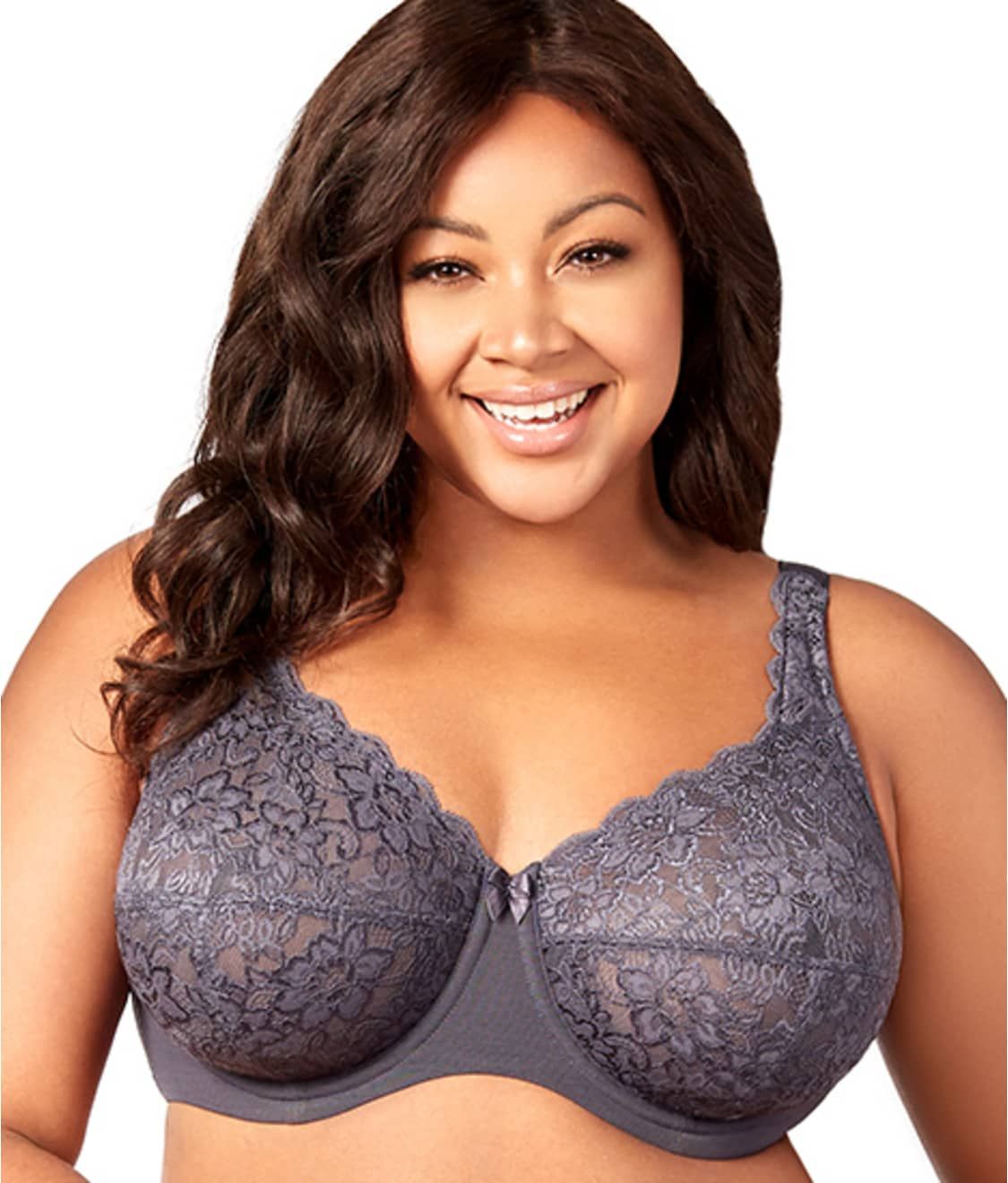 Model wearing a Plus-Size lace bra