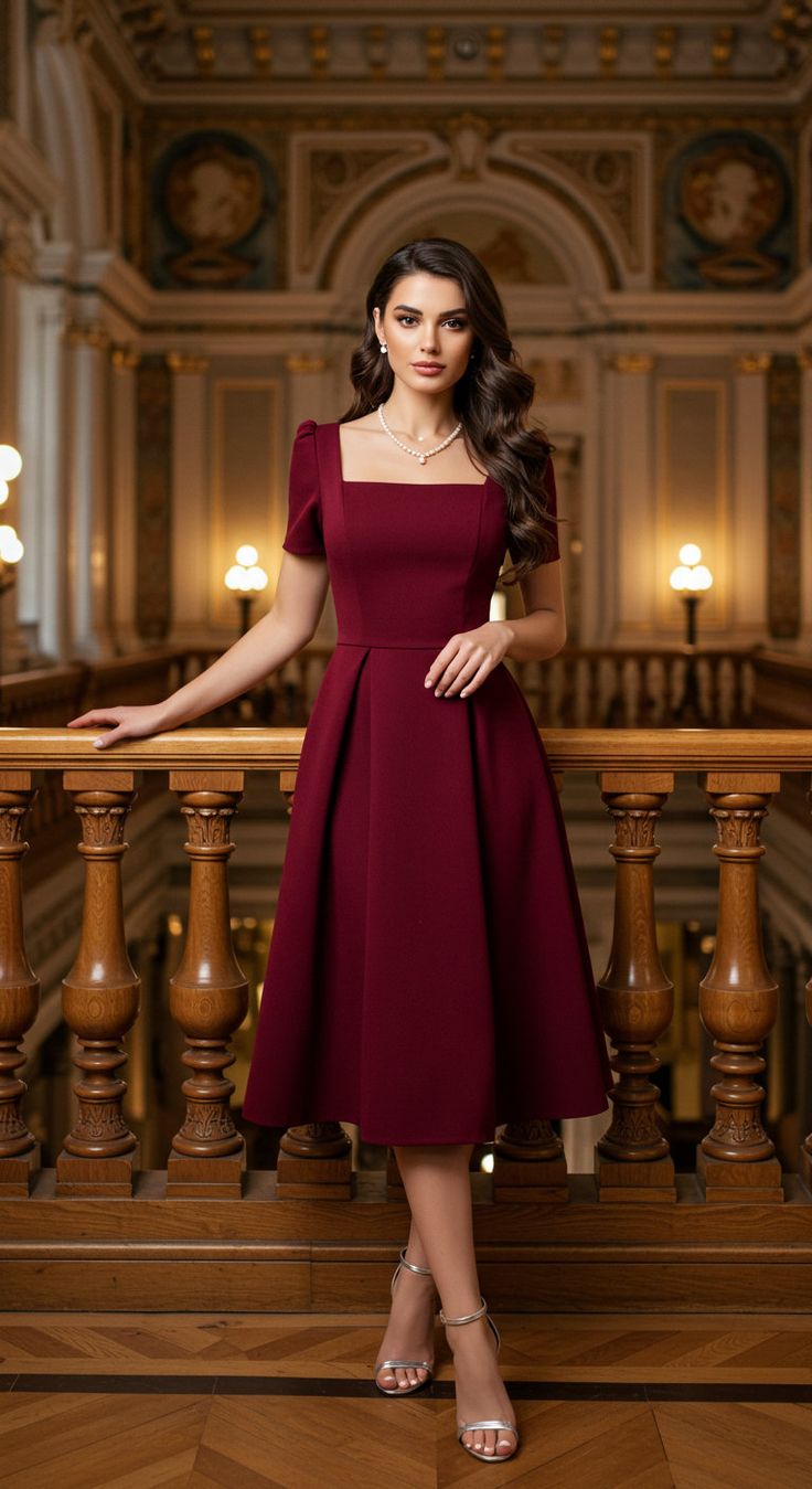 Polished and Professional Red Midi Dress