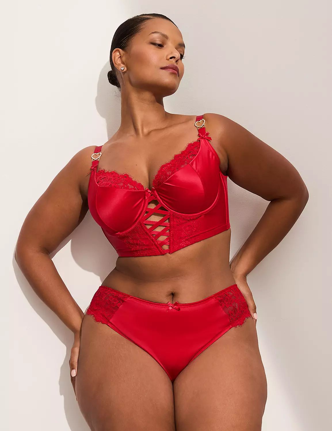 a woman wearing red lingerie