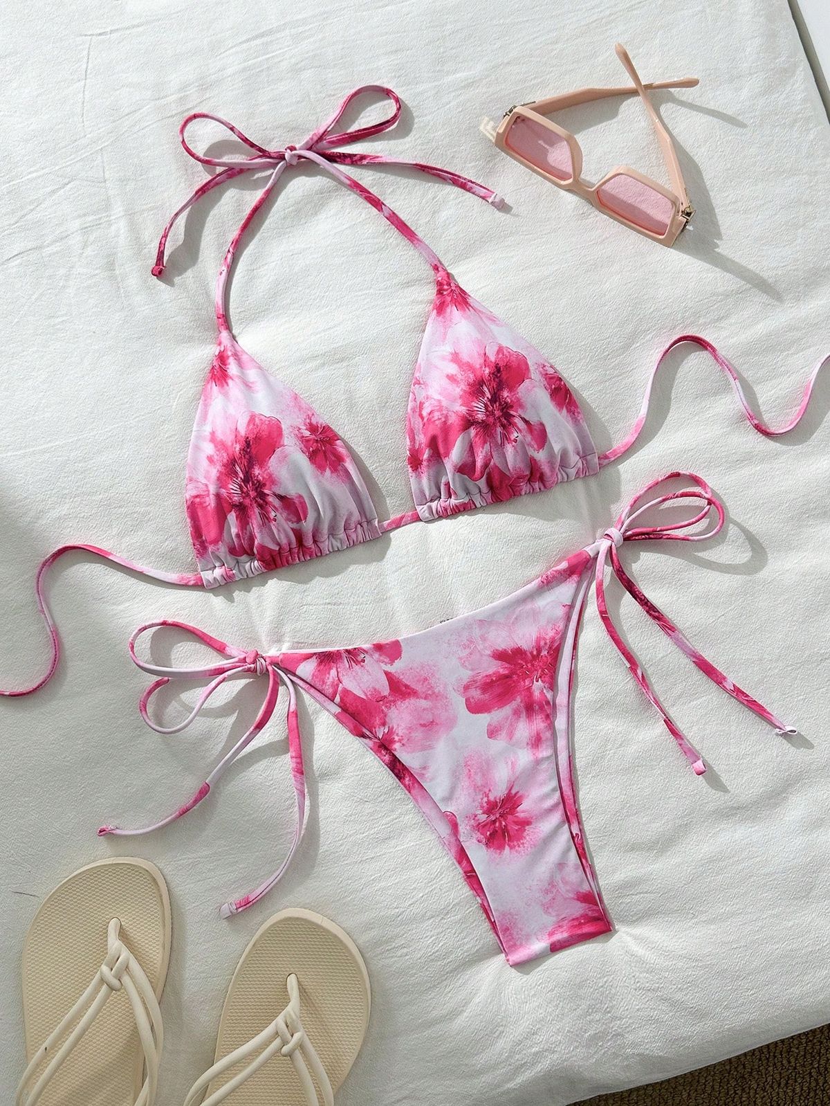 pink floral bikini