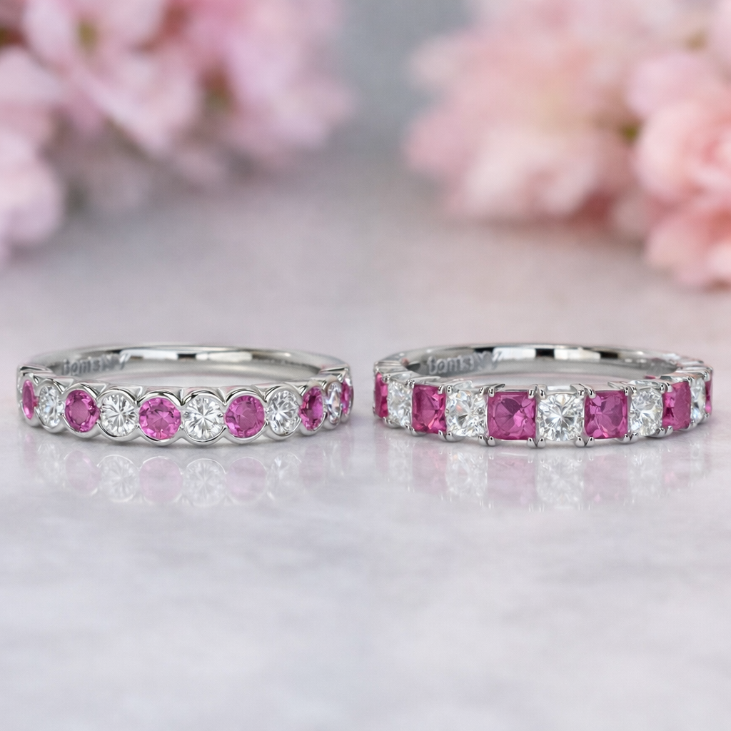 two pink sapphire rings 