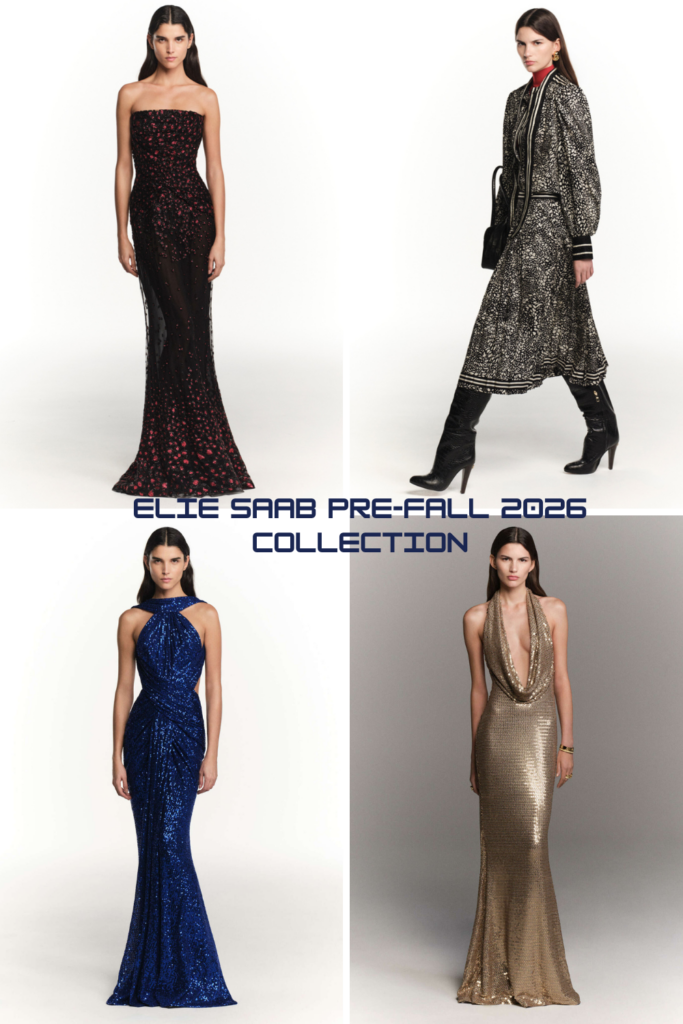Elie Saab Pre-Fall 2026 collection 4 models in dresses