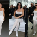 Kylie Jenner Stuns in a White Sheer Lace Dress and Tights at the Maison Margiela Spring/Summer 2026 Show