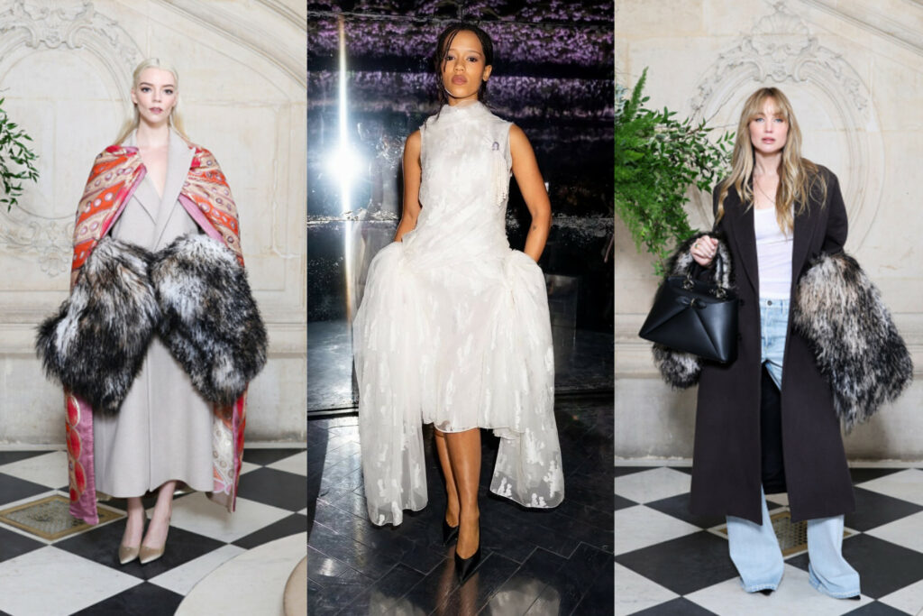 Anya Taylor-Joy, Jennifer Lawrence, and Taylor Russell at the Dior Haute Couture Week