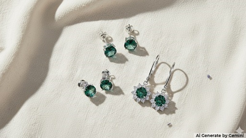 Various styles of alexandrite earrings