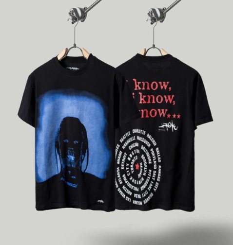 Travis Scott tees blue frontal image 
