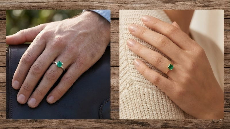 Emerald green engagement rings