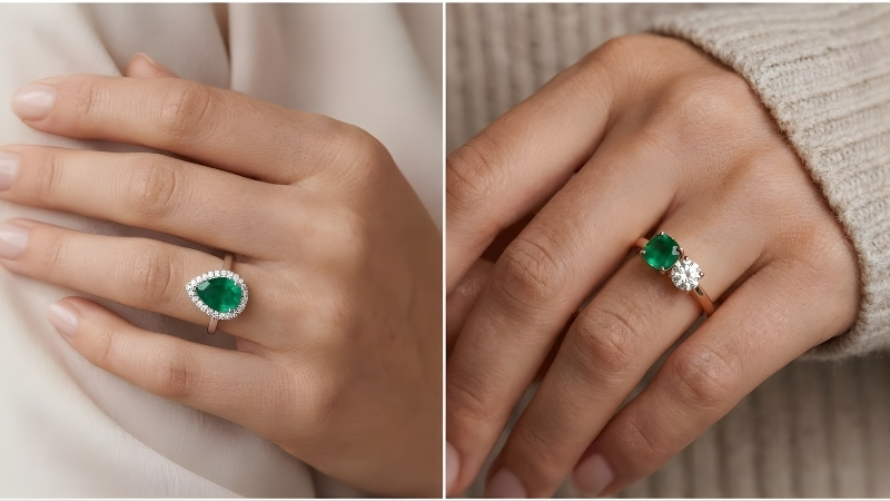  Emerald green engagement rings with diamonds