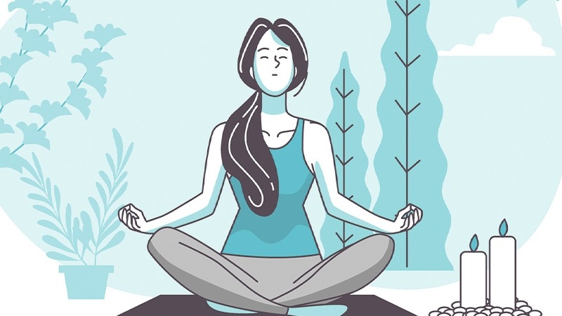 drawing of woman wearing aquamarine necklace