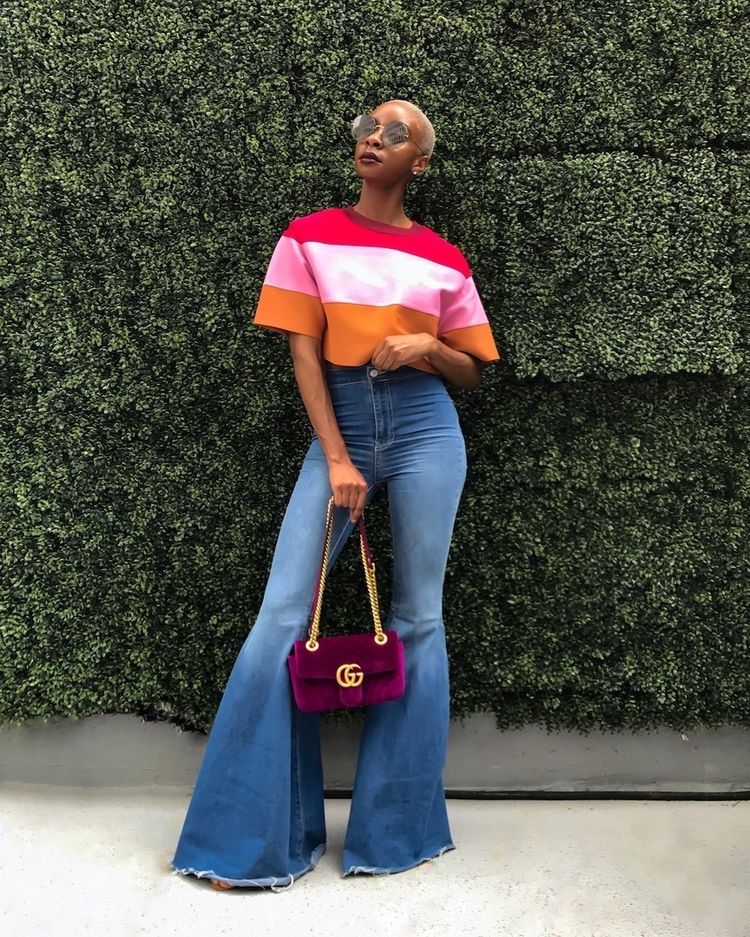 Vintage-Inspired Outfits - flared pants + cropped shirts