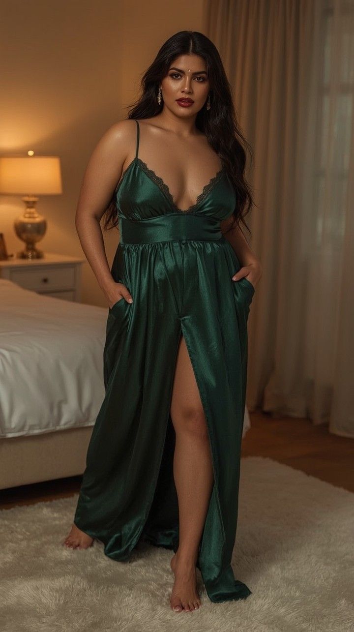 Satin & Satin-Blend plus-size Nightgowns