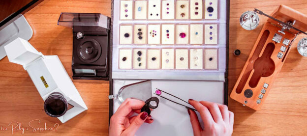 examination of ruby stones