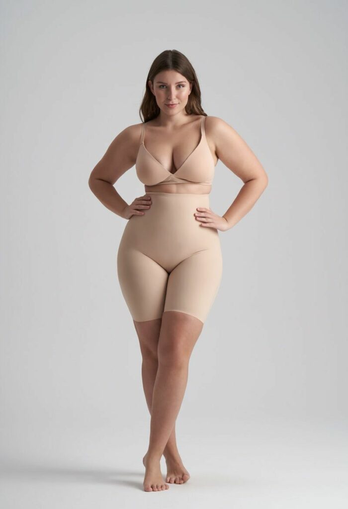 woman wearing shapewear top and bottom