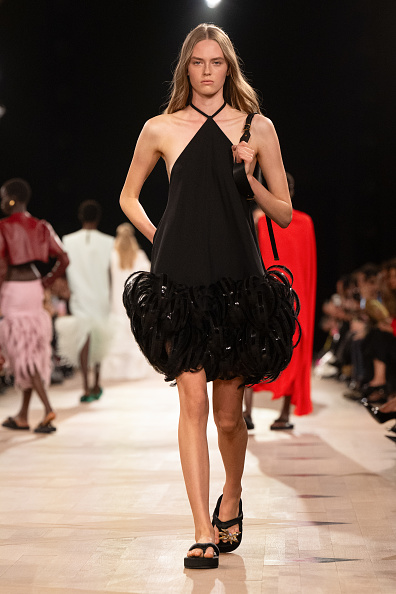 Model on the runway on the runway at the Balenciaga spring 26 fashion show 