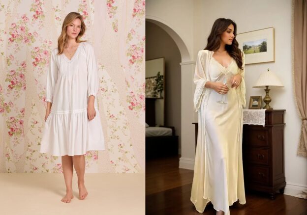 two models in nightgowns