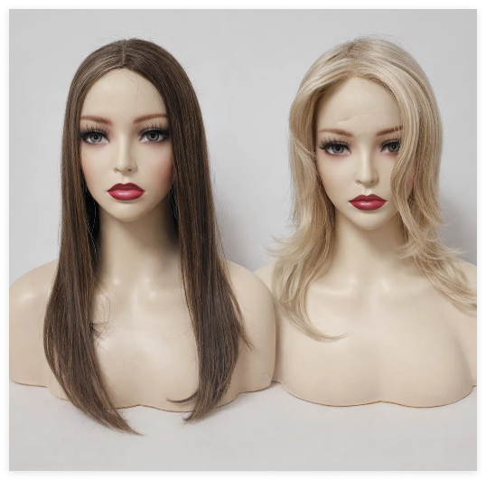 Tongenwigs on plastic models blond and brunette 