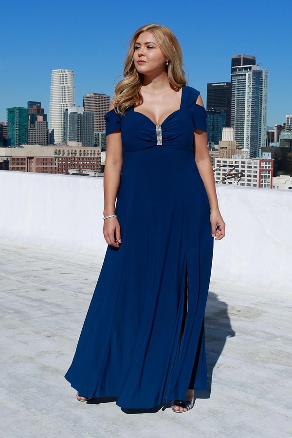inclusive fashion - model in a blue gown