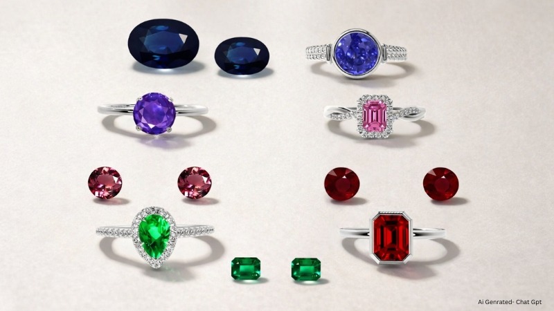 natural gemstone rings with a few gemstone scattered here and there