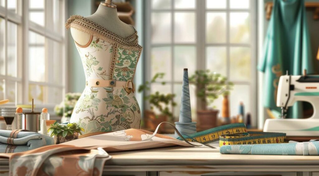 Fashion designer working with modern garment technology or digital pattern tools