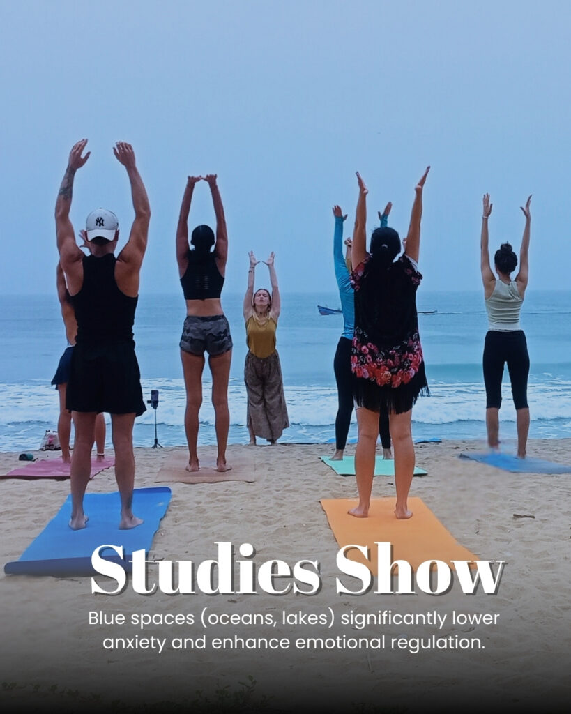 Yoga lifestyle clothing people doing yoga on the beach