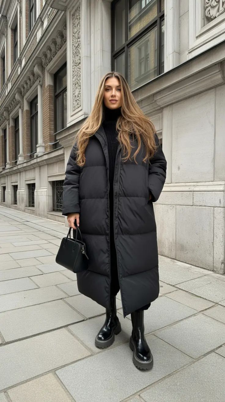 Long black puffer jackets