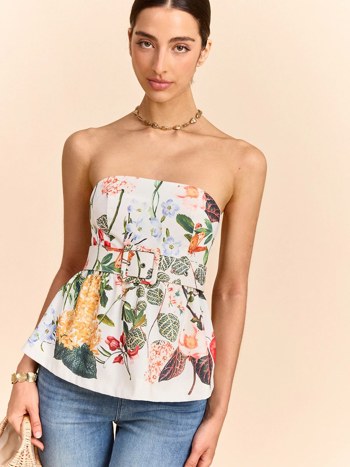 Tube printed peplum tops