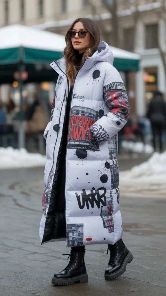 Printed and color-blocked puffer jackets