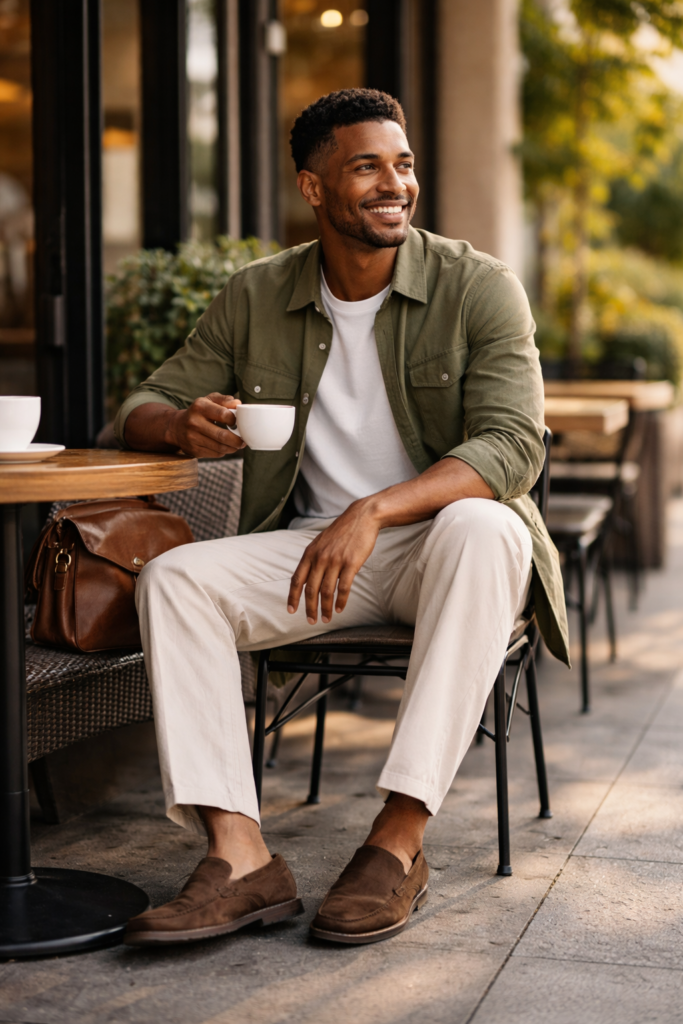 Model wearing Layered Café Look