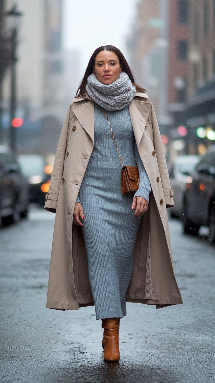 Dress with Trench Coat