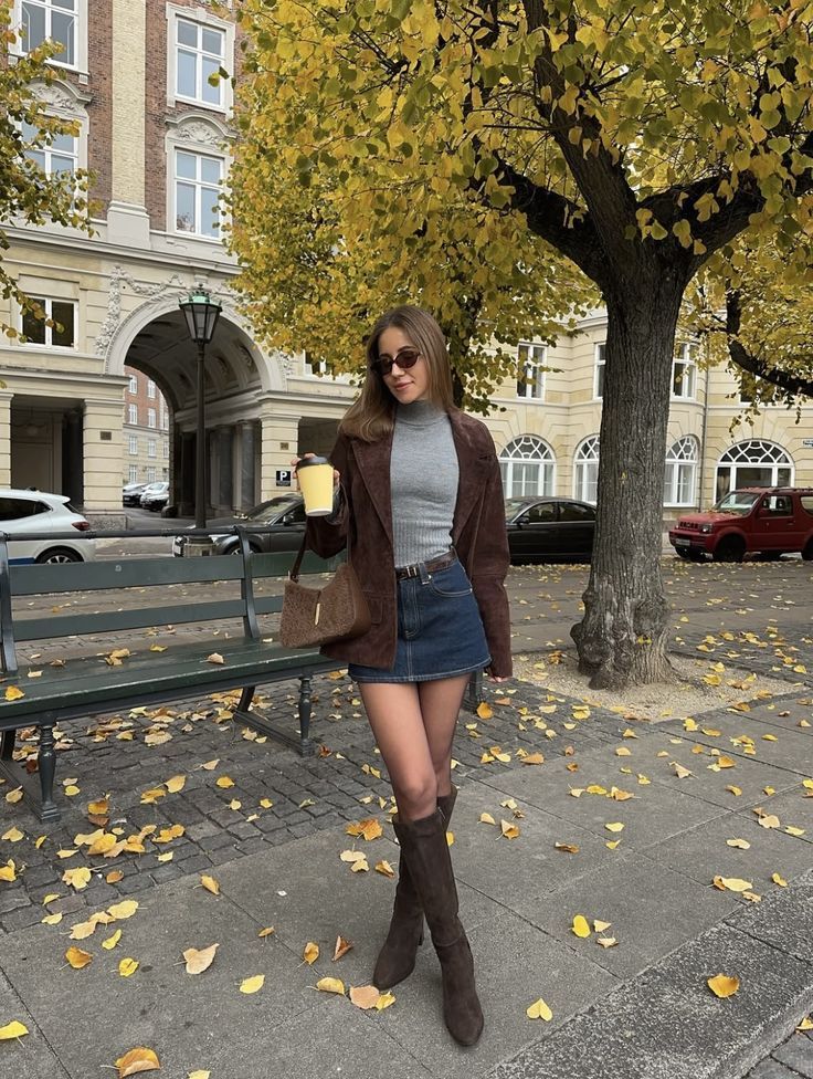 Denim Mini Skirts with Boots