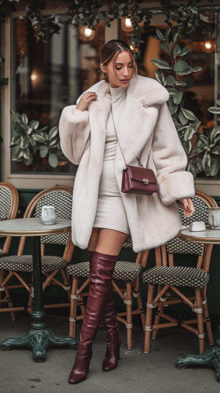 White faux fur coats