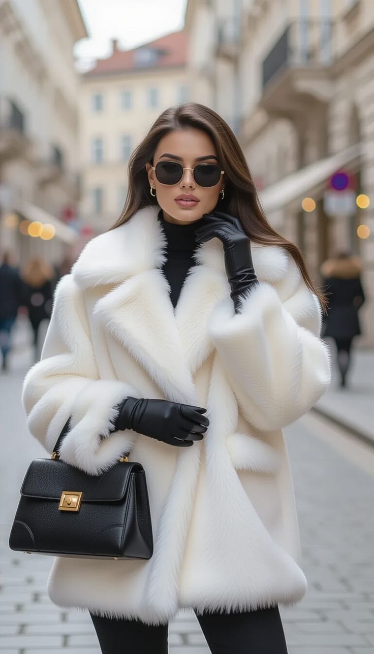 White faux fur coats