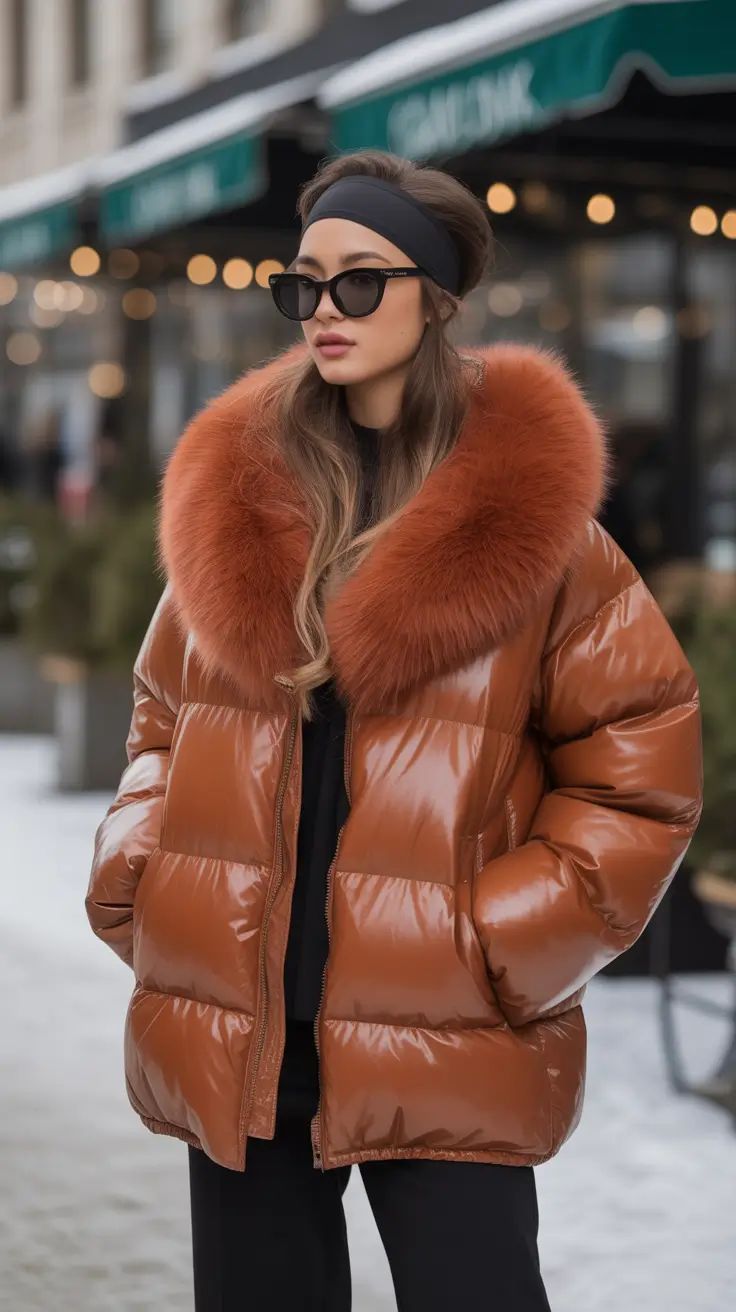 Brown puffer jacket