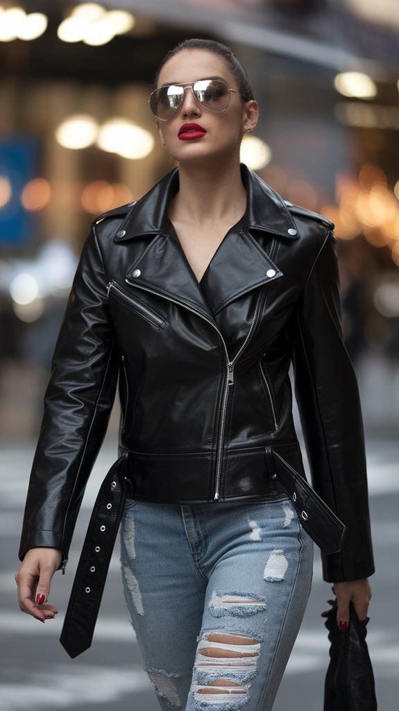Leather Jacket paired with jeans