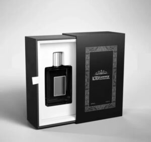 custom perfume box block with clear tall bottle