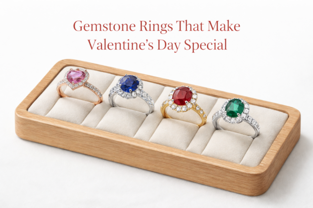4 different gemstone rings
