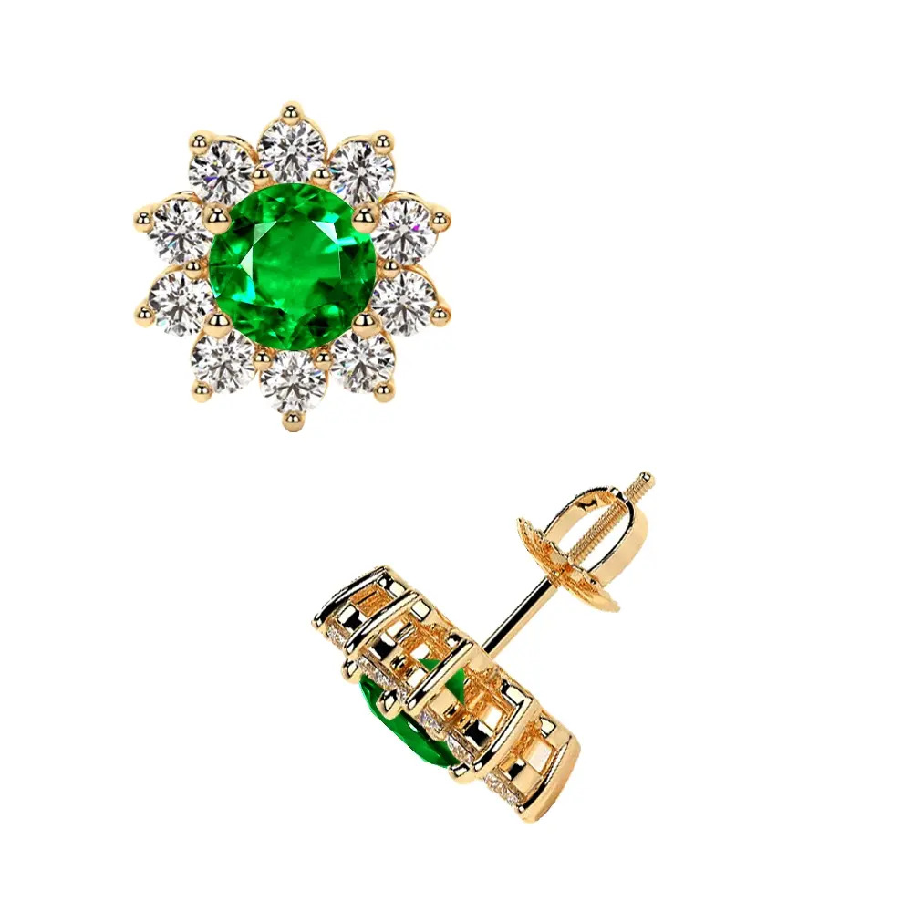 Emerald and diamond earrings