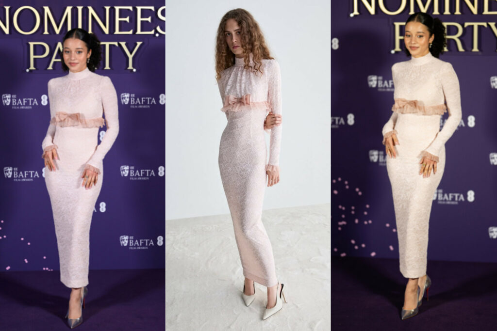 Chase Infiniti Stuns in an Alessandra Rich Bow-Detail Lace Gown at the 2026 EE BAFTA Film Awards Nominees’ Party